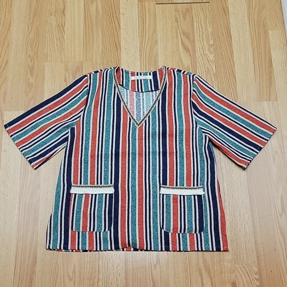 Anthropologie Multicolor Moonriver Striped Blouse - Picture 1 of 5
